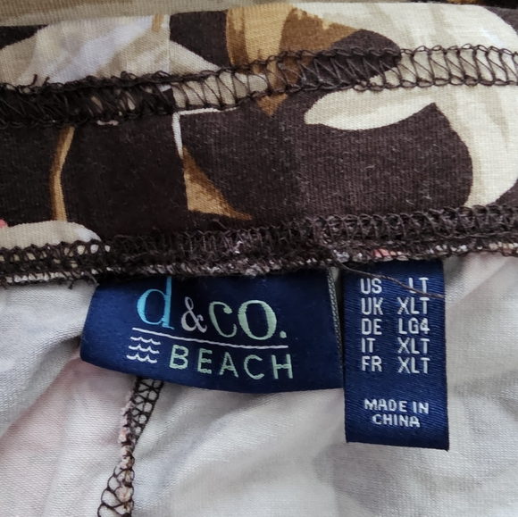 Denim & Co. Beach Lily Flower Knit Pants L Tall - Picture 3 of 4